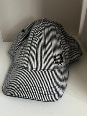 Fred Perry Pinstripe Black White Cap Hat Adjustable